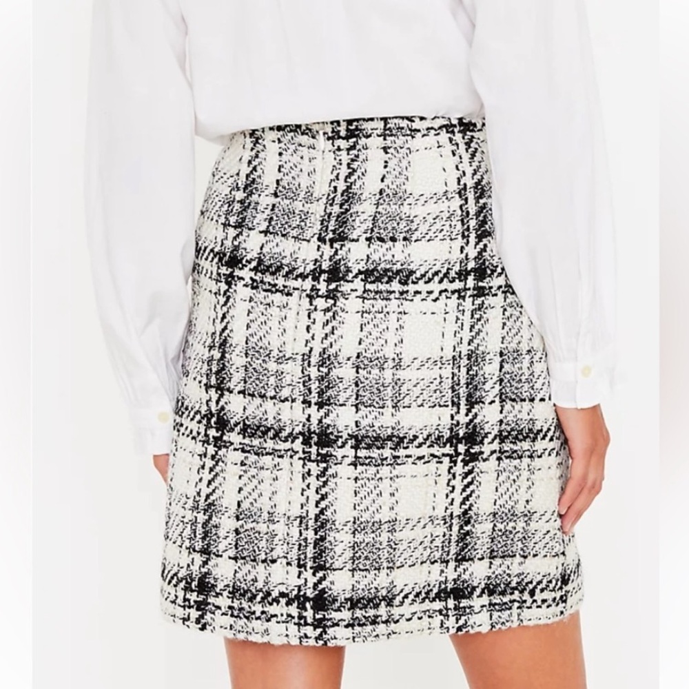 LOFT Tweed Metallic Plaid Skirt